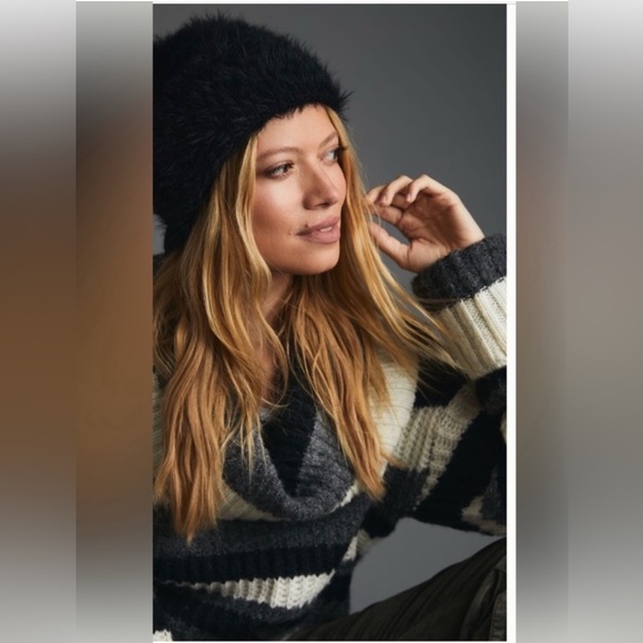 NWT Anthropologie Black Faux Fur Hat - One Size - Picture 6 of 8